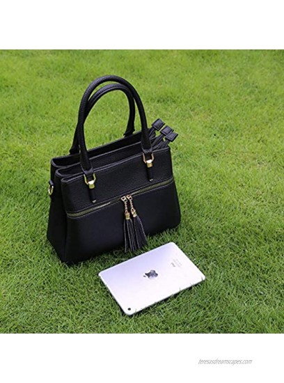 Women Satchel Bags Handle Shoulder Handbags and Purses Pockets Zipper Leather Crossbody Bags …
