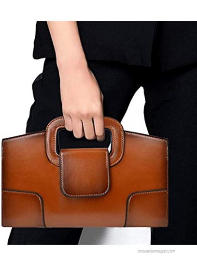 ZLMBAGUS Women Vintage Flap Tote Top Handle Satchel Handbags PU Leather Clutch Purse Shoulder Bag