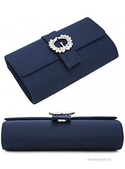 Charming Tailor Evening Bag Diamantes Embellished Satin Clutch Purse for Woman Classy Party Handbag with Beaded Brooch