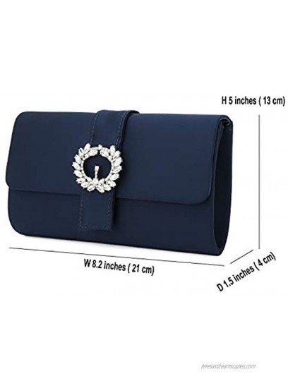 Charming Tailor Evening Bag Diamantes Embellished Satin Clutch Purse for Woman Classy Party Handbag with Beaded Brooch