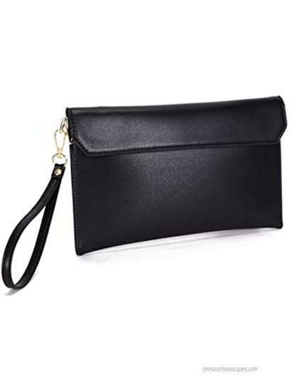 Covelin Women's Wristlet Clutch Handbag Genuine Leather Envelope Evening Shoulder Bags