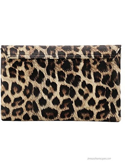 CurvChic Women Envelope Clutch PU Leather Leopard Evening Bag Retro Handbag Purse for Wedding Party