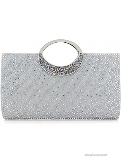 Dexmay Shiny Evening Bag with Crystal Handle for Wedding Party Elegant Crystal Rhinestone Clutch Purse