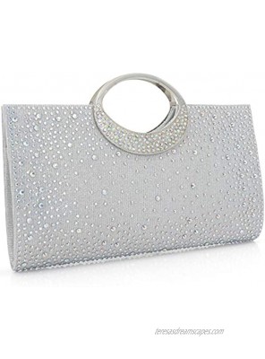 Dexmay Shiny Evening Bag with Crystal Handle for Wedding Party Elegant Crystal Rhinestone Clutch Purse