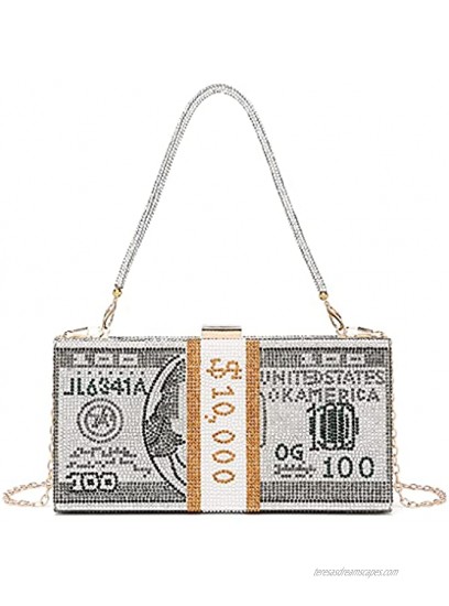 Dollar Clutch Purse for Women from Covelin Rhinestone Evening Handbag Money Bag