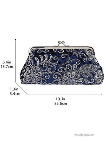 Fawziya Velvet Sequin Kiss Lock Evening Handbags And Clutches For Women