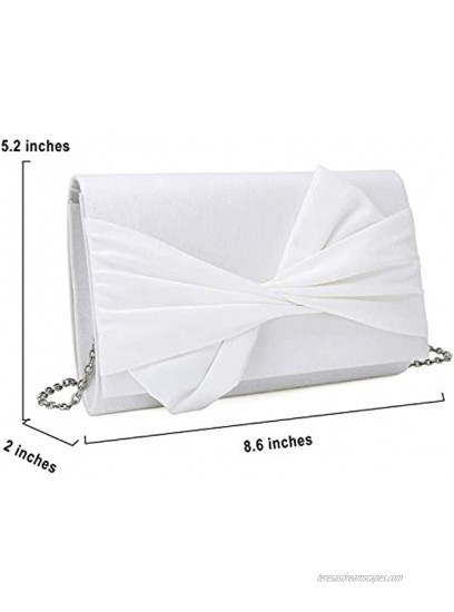 iXebella Satin Evening Bag Bow Flap Clutch Purse for Women Formal Party Prom Wedding