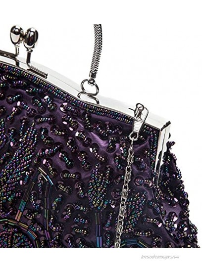 KISSCHIC Women's Evening Handbags Vintage Beaded Sequin Design Clutch Purse for Wedding