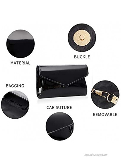 Labair Patent Leather Clutch Bag Glossy Candy Evening Bag Classic Shiny Purses for Women Solid Color,Small.