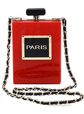 LETODE Women Acrylic Bag Black Paris Perfume Shape Evening Bags Purses Clutch Vintage Banquet Handbag