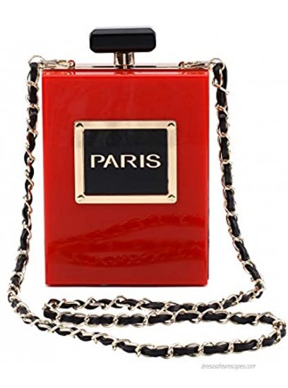 LETODE Women Acrylic Bag Black Paris Perfume Shape Evening Bags Purses Clutch Vintage Banquet Handbag