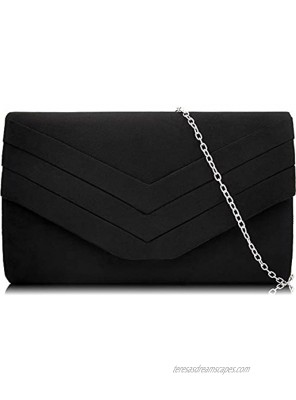 Milisente Evening Bag for Women Suede Envelope Evening Purses Crossbody Shoulder Clutch Bag