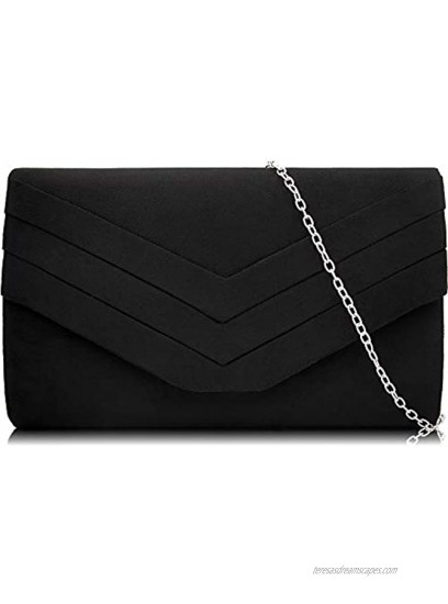 Milisente Evening Bag for Women Suede Envelope Evening Purses Crossbody Shoulder Clutch Bag