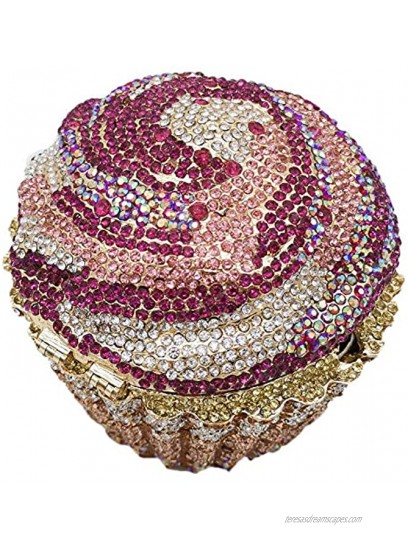 MINI Cupcake Crystal Clutch Evening Clutches Bags Wedding Party Bridal Diamond Minaudiere Handbag Purse Purple