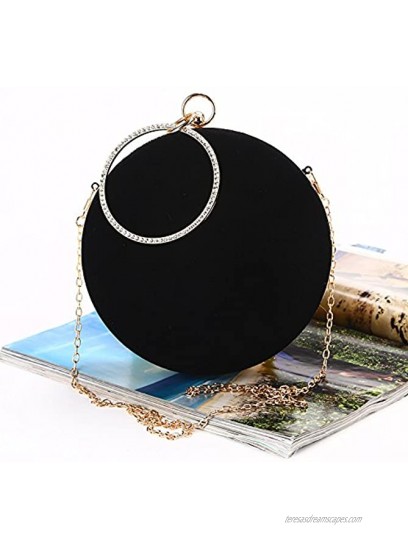 Missfiona Womens Round Clutch Evening Handbag Jeweled Ring Top-handle Party Bag