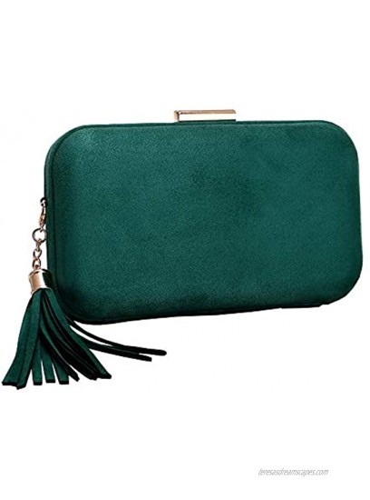Missfiona Womens Solid Color Velvet Evening Clutch Hardbox Formal Handbag Party Purse