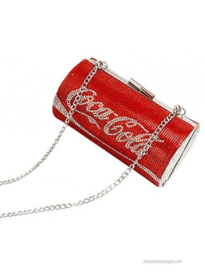 Mogor Rhinestone Crystal Sparkly Clutch Bling Glitter Purse Crossbody Shoulder Evening Handbags with Red Letter for Women
