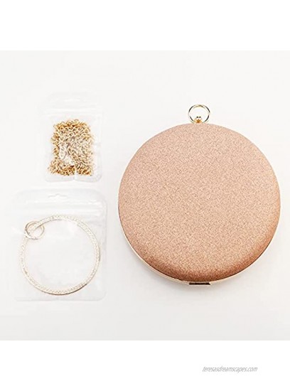 Round Evening Bag Shiny Glitter Purse Rhinestone Top Handle for Party Crossbody Shoulder Bag