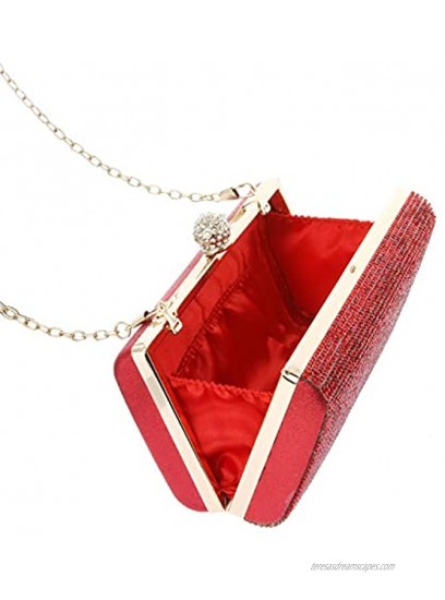 SP SOPHIA COLLECTION Elegant Rectangle Rhinestone Crystal Hand Clutch Evening Chain Strap Crossbody Bag for Parties