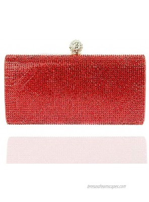SP SOPHIA COLLECTION Elegant Rectangle Rhinestone Crystal Hand Clutch Evening Chain Strap Crossbody Bag for Parties