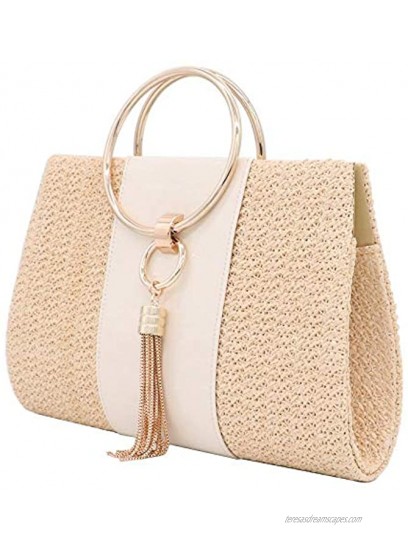 Straw Handbag Evening Bag Clutch Purses for Women Fashion Summer Beach Tote Tassels Straw Clutch
