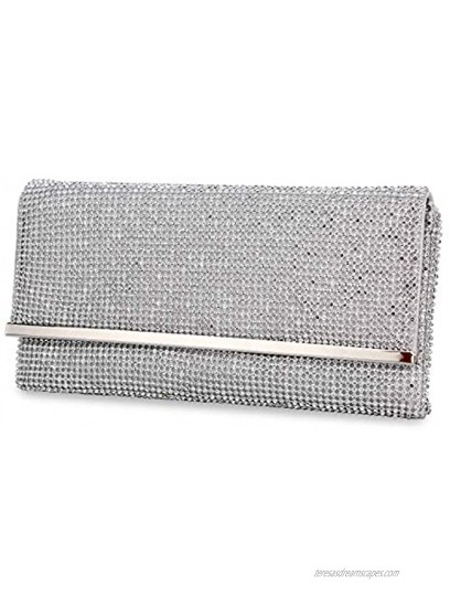TanpellWomen's Bling Soft Rhinestone Crystal Evening Clutch Bags with Detachable Chain
