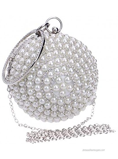 Tngan Womens Evening Bag Round Ball Wedding Handbag Artificial Pearl Purse…