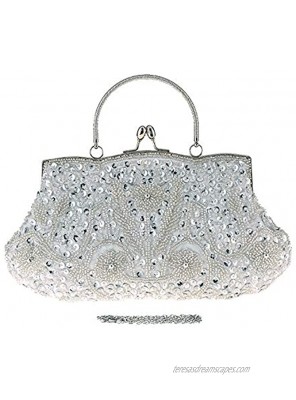 TOTZY Beaded Sequin Evening Bags 1920s Clutch Handbag Wedding Party Night Purse