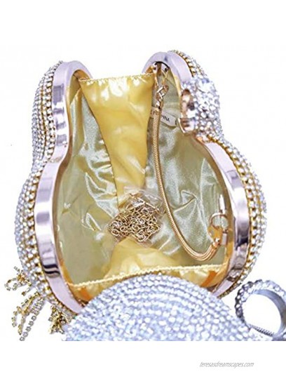 UMREN Women Luxury Heart Shape Tassel Evening Clutch Bag Rhinestones Wedding Party Purse Handbag