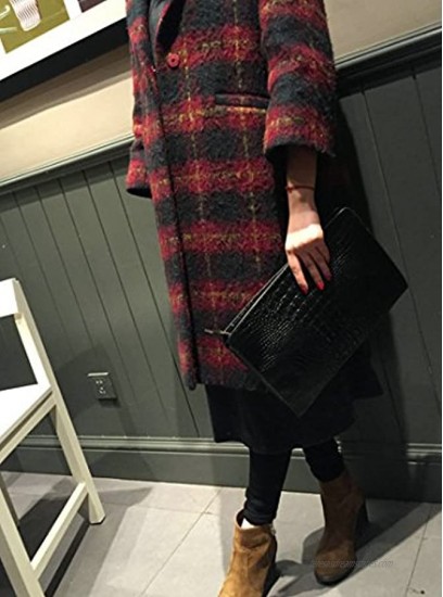 Van Caro Oversized Leather Crocodile Clutch Envelope Purse Evening Handbag for Women