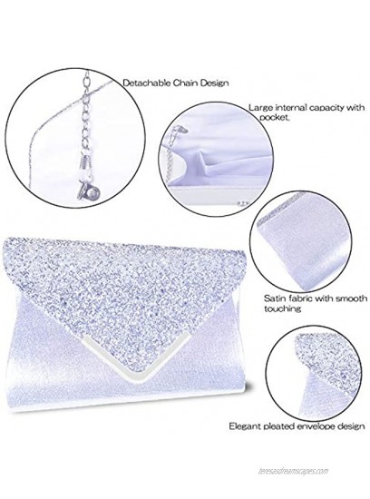 Women Evening Envelope Handbag Prom Sequin Clutch Purse Shoulder Cross Body Bag