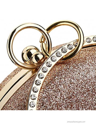 Women's Round Ball Clutch Rhinestone Ring Handle Designer Wristlets Handbag Purse Wedding Party Prom Evening Bag