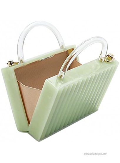 WuYangSto Acrylic Clutch Purse For Women,Jade Green,Two Chains Optional,Women Evening bag For Party Prom,Weddings