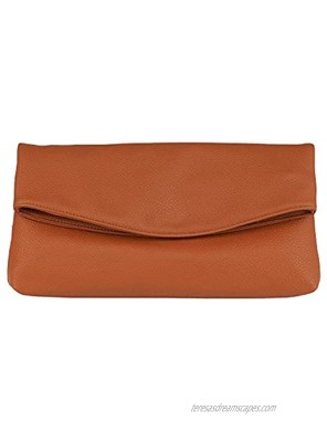 Faux Leather Oversize Foldover Clutch