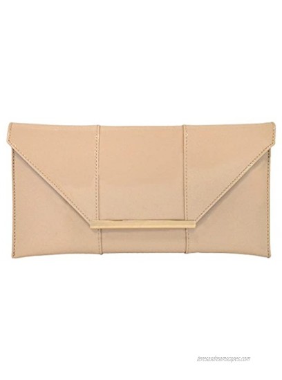 Faux Patent Leather Envelope Candy Clutch Nude