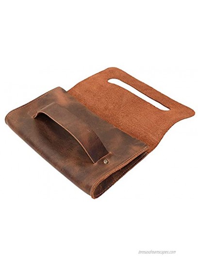 Hide & Drink Leather Clutch Bag With Handle Handbag Pocketbook Travel Handmade Includes 101 Year Warranty :: Bourbon Brown