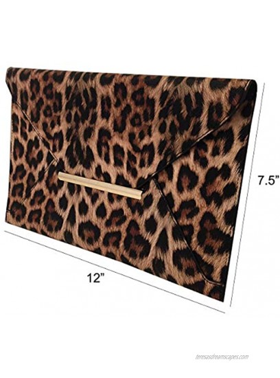 JNB Synthetic Leather Flat Envelope Leopard Print Clutch