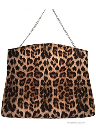 JNB Synthetic Leather Leopard Print Fold Over Clutch
