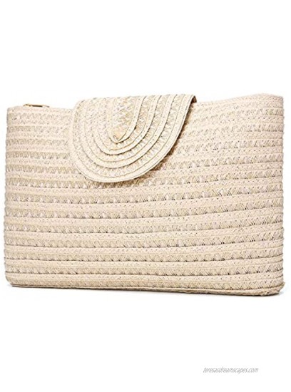 Kadell Women Clutch Summer Straw Handbag Seashell Straw Bag Summer bag Off-white