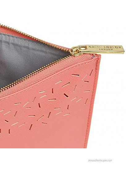 Katie Loxton Laser Cut-Out Womens Vegan Leather Clutch Perfect Pouch Coral