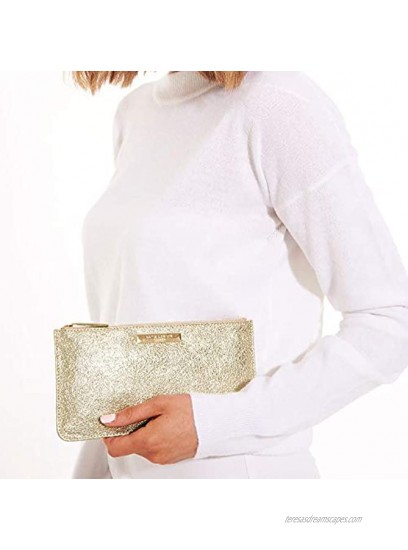 Katie Loxton Marcie Womens Vegan Leather Slim Pouch Clutch Metallic Gold