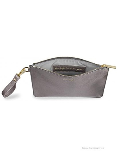 Katie Loxton Metallic Charcoal Shine Bright Women's Faux Leather Clutch Perfect Pouch