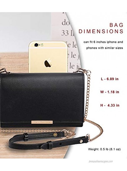 Katloo Crossbody Wallet Women PU Leather Cell Phone Purse Clutch Bag Chain Strap