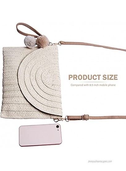 LUI SUI Women's Straw Clutch Handbag Envelope Bag Wallet Summer Beach Handbags Woven Straw Purse for Girls