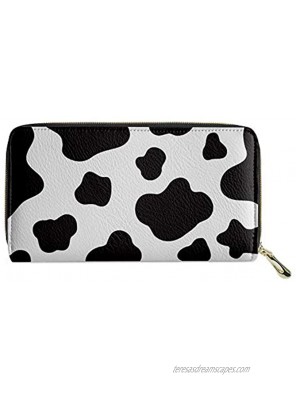 POLERO Cow Print Wallet Leather Purse Zip Around Clutch Cards Holder Bags for Travel Shopping Party Gift