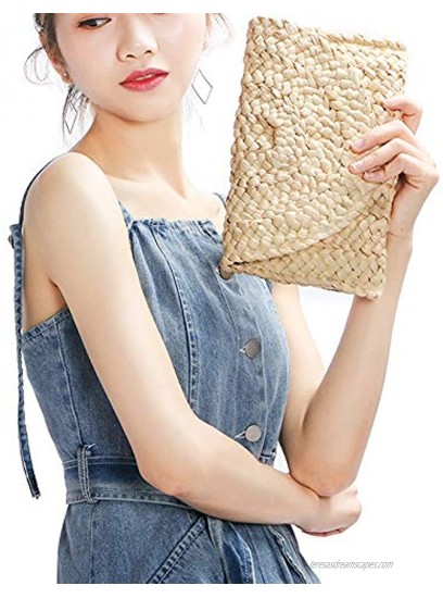 Straw Clutch Handbag Xmeng Women Straw woven Purse Envelope Bag Wallet Summer Beach Bag for Ladies