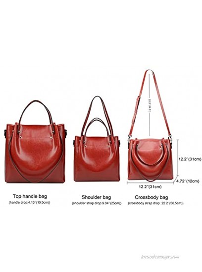 Ainifeel Women's Genuine Leather Shoulder Tote Handbag Daily Purse Hobo Bag Satchel Crossbody Bags