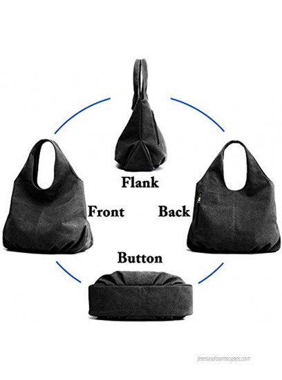 AUSTARK Womens Hobo Handbag Cotton Canvas Shoulder Bag Multi-pocket Tote Bag Casual Daily Purse