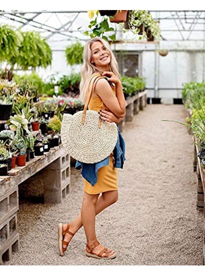 Bamboo Handbag Tote Bag by Handmade Straw Bag for Women Natural Basket Bag for Summer Beach