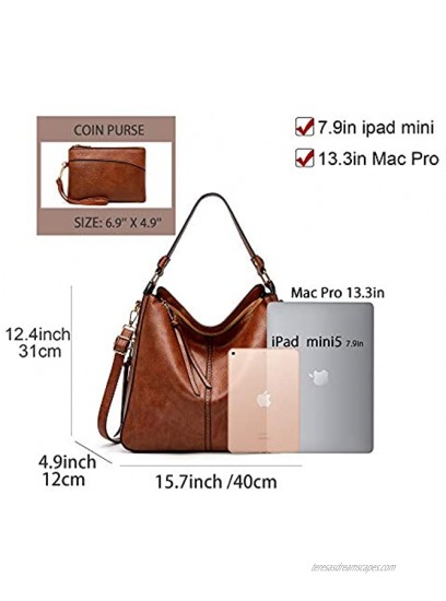 Hobo Bags for Women Large Crossbody Bag Faux Leather Purses and Handbags Ladies Top Handle Tote Bucket 2 pcs Purse